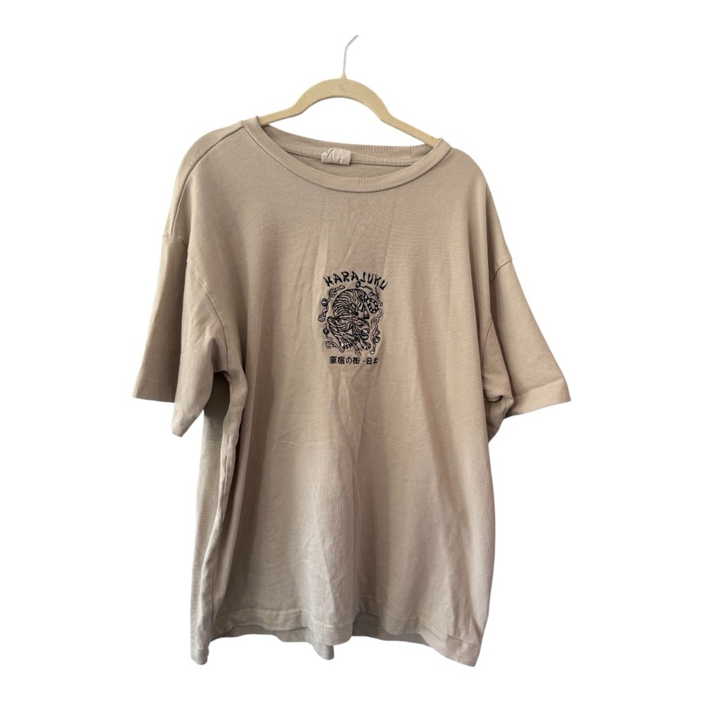 Cotton On Heavyweight ‘Harajuku’ Beige Size L Tee